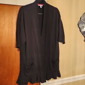Isaac Mizrahi Live cardigan sweater black 1X with pockets